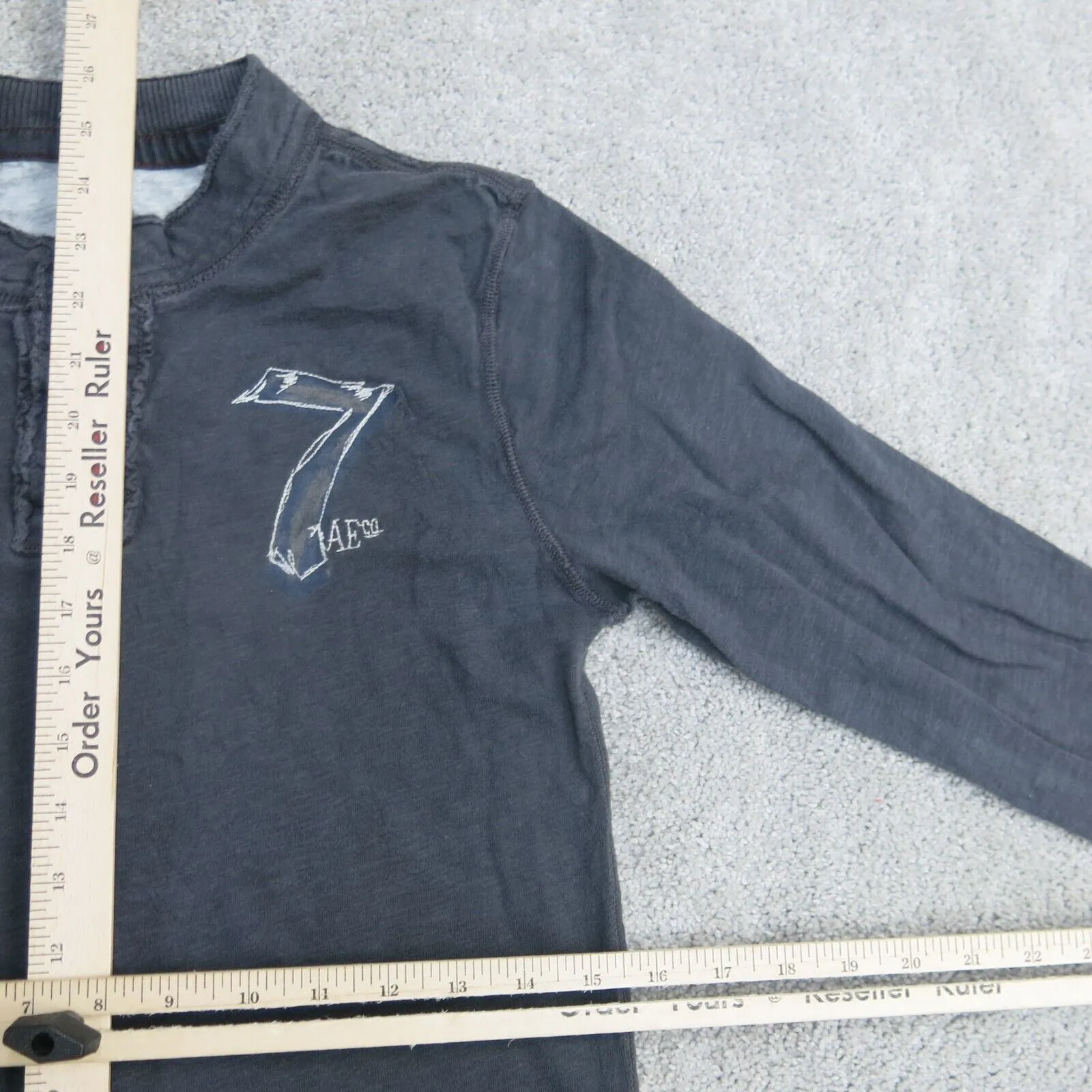 American Eagle Shirt Mens XS Black Vintage Fit Outdoor 100% Cotton Henley Tee