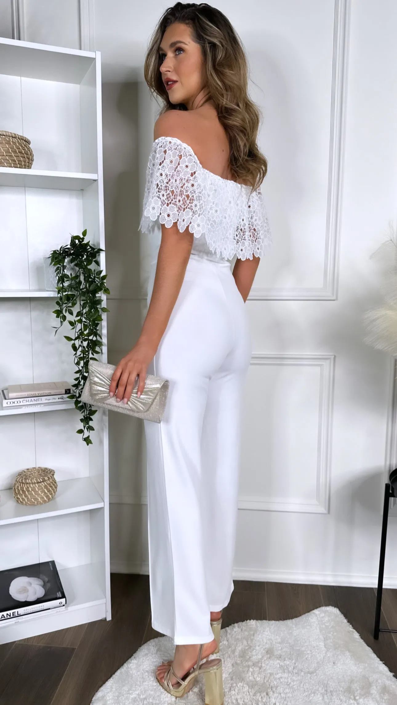 Anneke White Off Shoulder Jumpsuit
