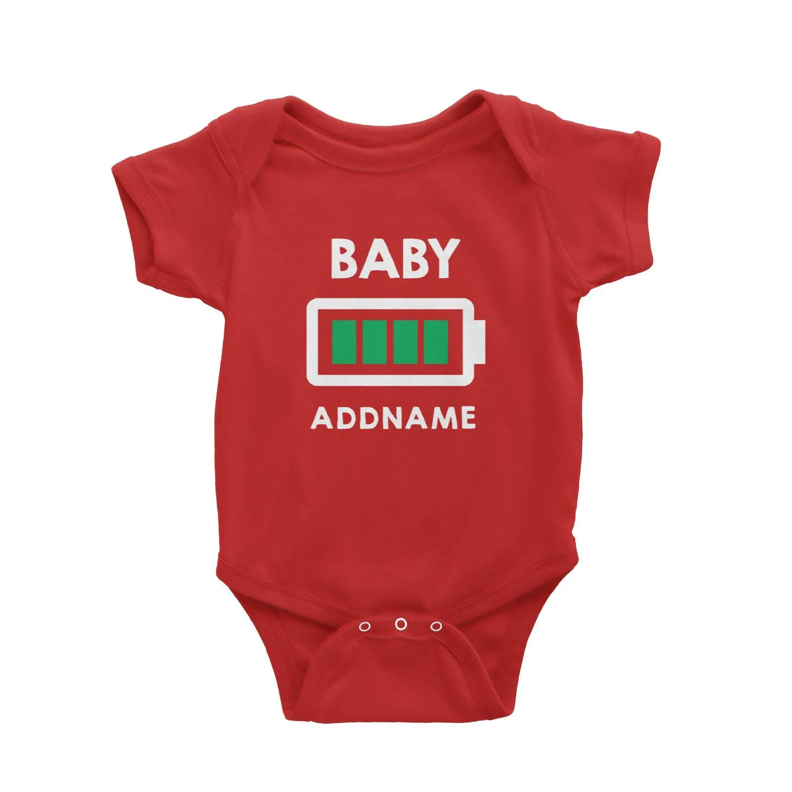 Battery Fully Charged Baby Addname Baby Romper  Matching Family Personalizable Designs