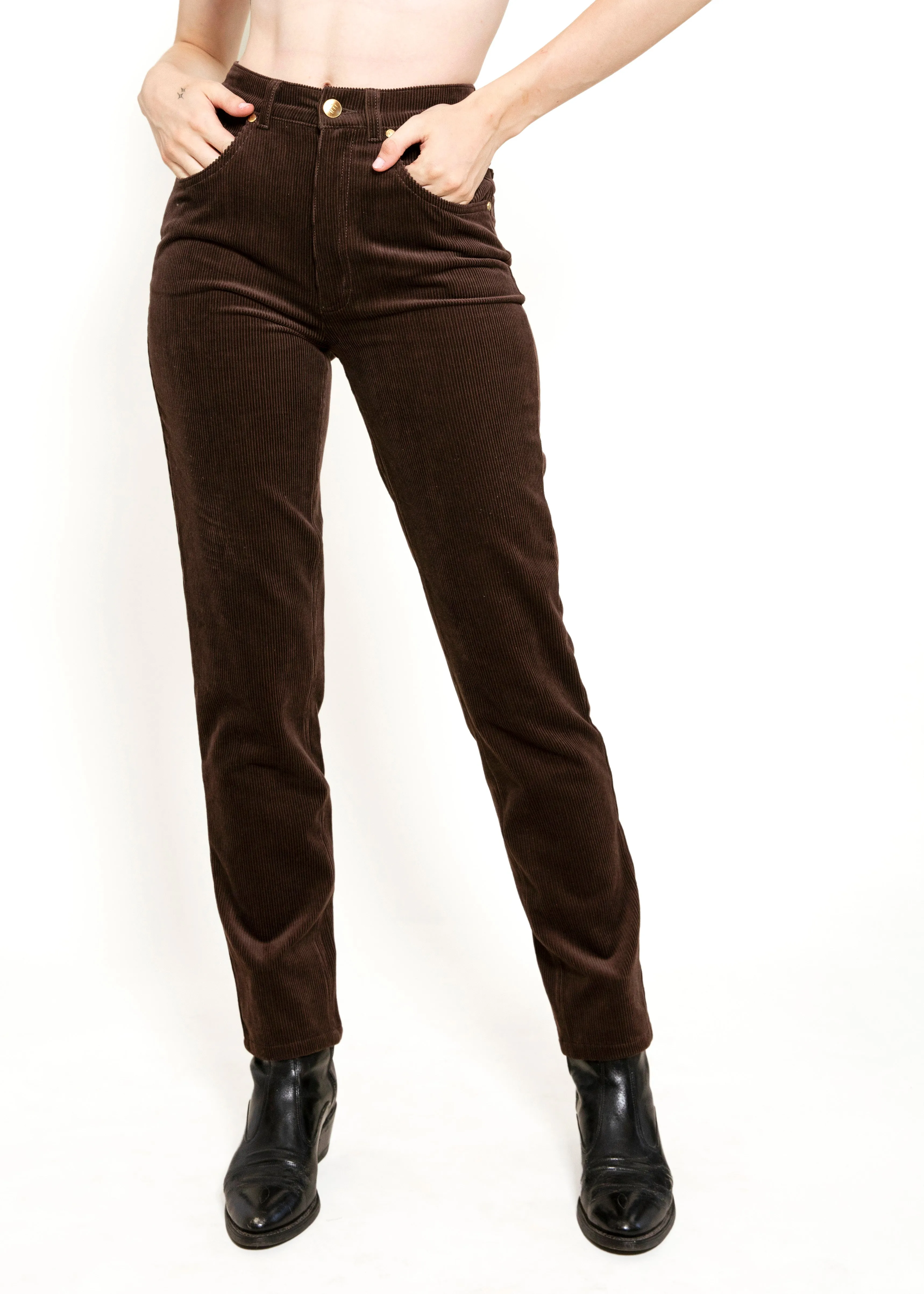 Escada Choc Brn Corduroy Pants