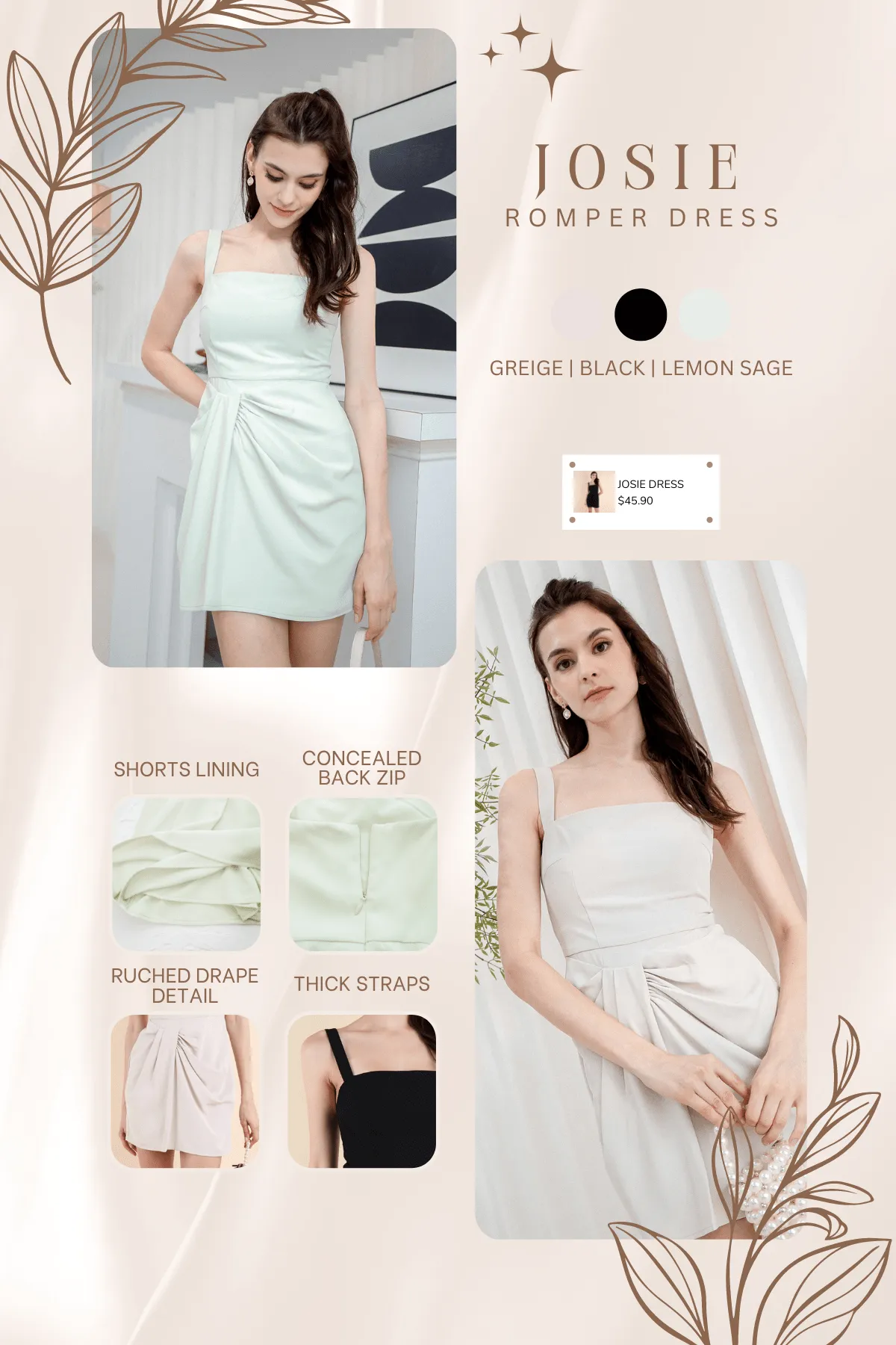 JOSIE ROMPER DRESS IN GREIGE