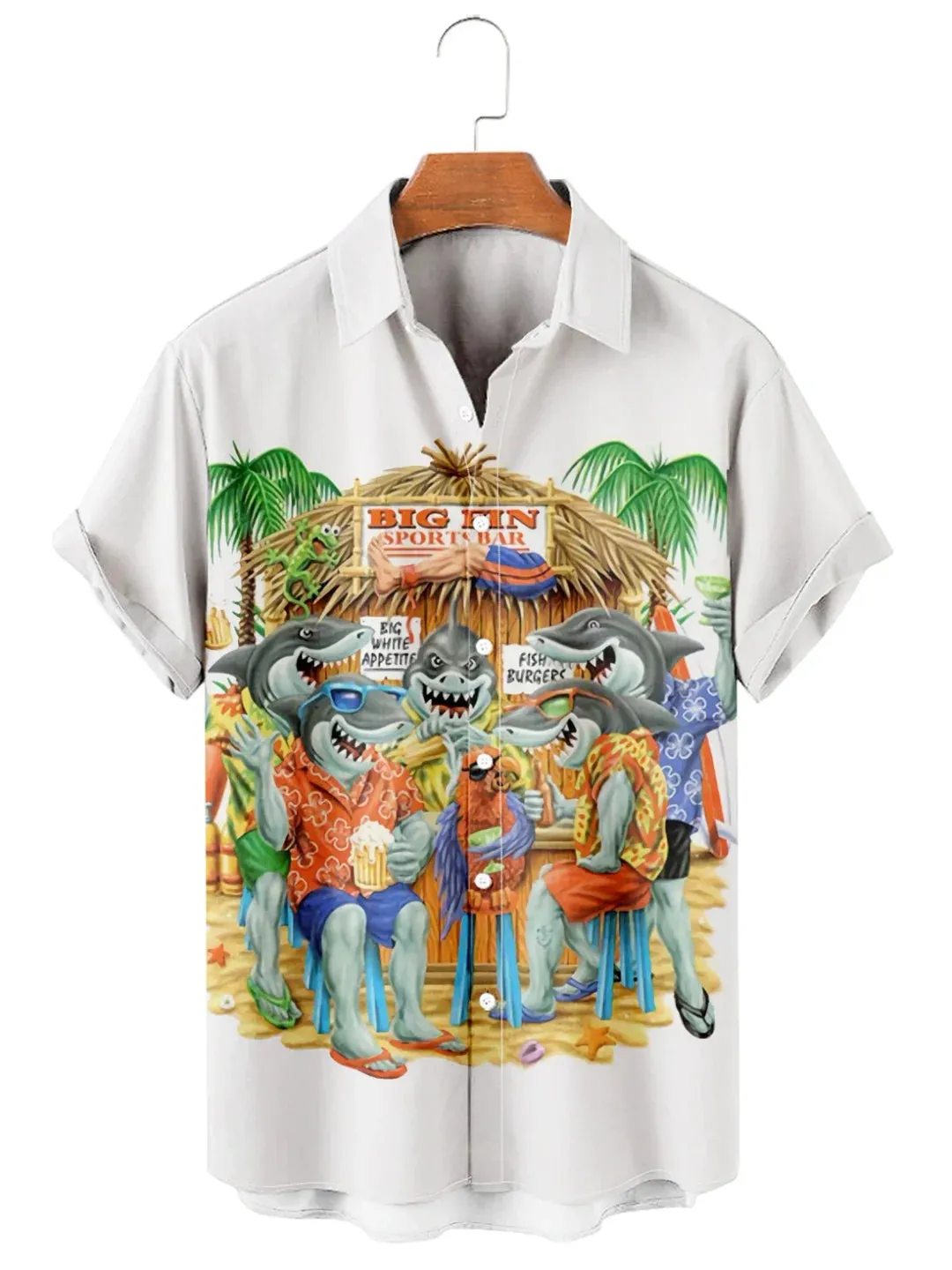 Men's Hawaiian Shark Casual Lapel hawaiian Shirt, Hawaiian shirt vintage, Hawaiian shirt for men, Women