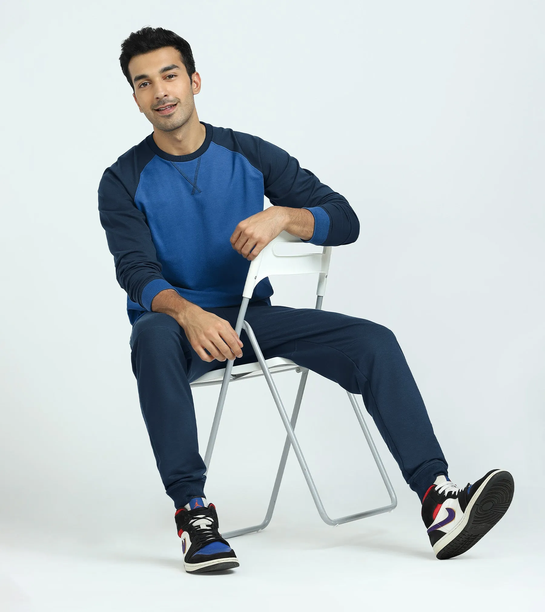 Quest French Terry Cotto-Blend Sweatshirt And Joggers Co-ord Set Atlas Blue