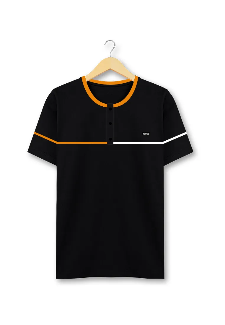 Ryusei Kaos Pria Naoyuki Button CMB Black