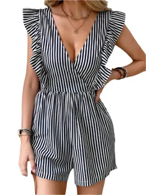 TEEK - Champlain Ruffled Striped Back Tied Jumpsuit